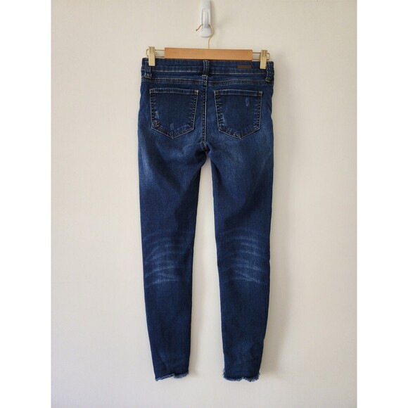 Kut from the Kloth Connie Ankle Skinny Jeans Size 0 Blue Distressed Raw Hem - Picture 2 of 10